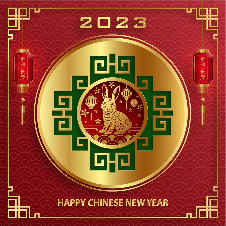 2023兔年中国风新年春节剪纸风节日宣传插画海报背景展板AI素材【141】